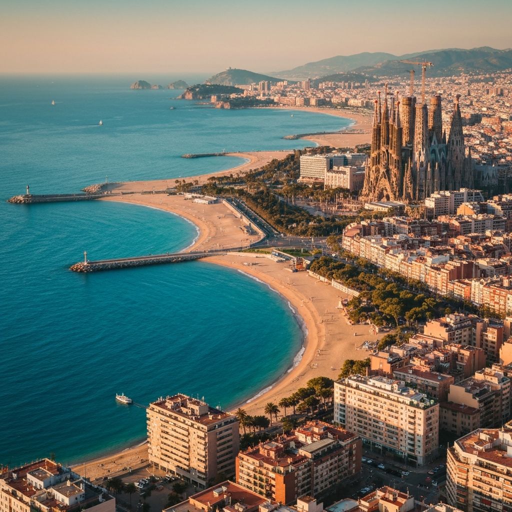 Barcelona cityscape at golden hour